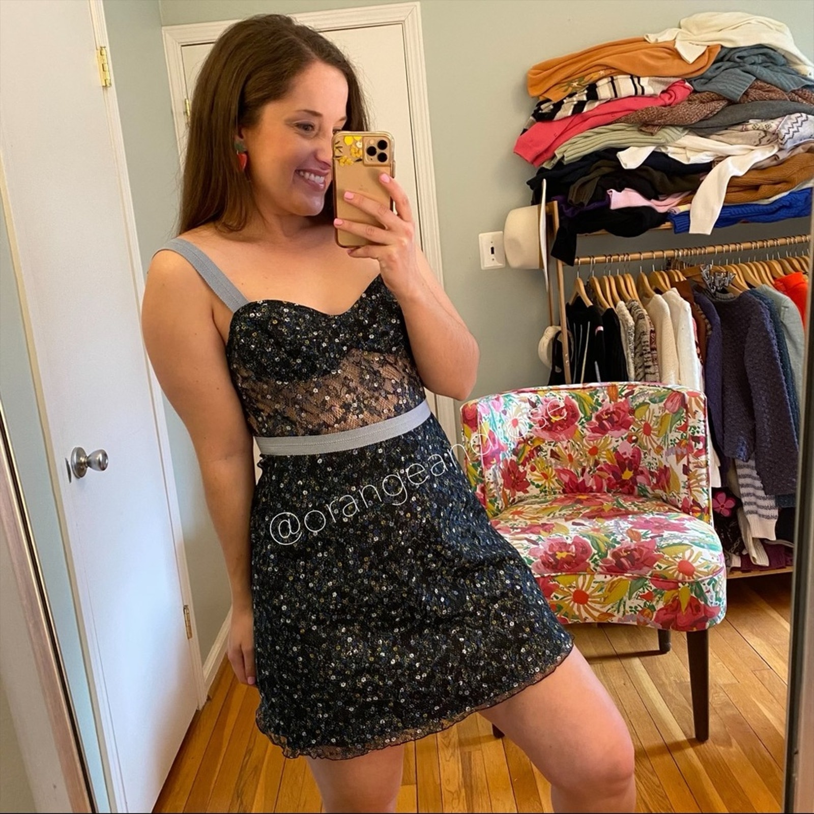 Nwt Allen Schwartz Blue Black Dainty Floral Mesh Sexy Bustier Eden Mini Dress 4 — image 5 of 8